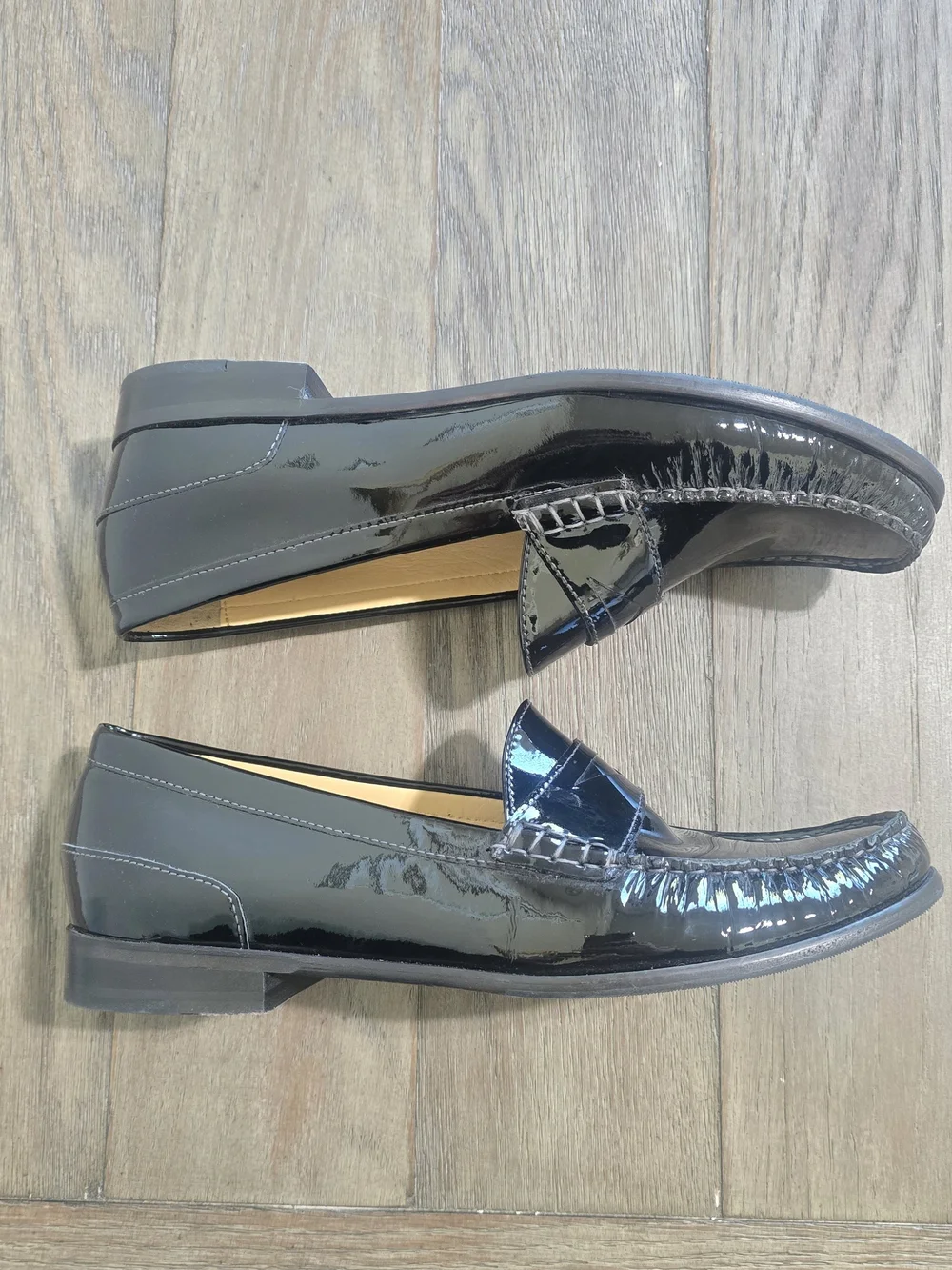 Cole Haan Nike Air Black Patent Leather Penny Loafers Women's 9.5 Preppy Office
